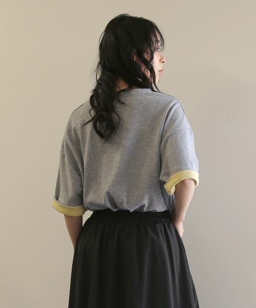 No one knows(ノーワンノーズ)の「ZOZO限定 半袖 バイカラー配色 袖ロールアップ プルオーバー(Tシャツ/カットソー・レディース・杢グレー/チャコール・FREE)」の7枚目の写真