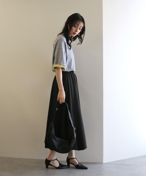 No one knows(ノーワンノーズ)の「ZOZO限定 半袖 バイカラー配色 袖ロールアップ プルオーバー(Tシャツ/カットソー・レディース・杢グレー/チャコール・FREE)」の11枚目の写真