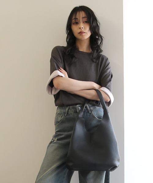 No one knows(ノーワンノーズ)の「ZOZO限定 半袖 バイカラー配色 袖ロールアップ プルオーバー(Tシャツ/カットソー・レディース・杢グレー/チャコール・FREE)」の19枚目の写真