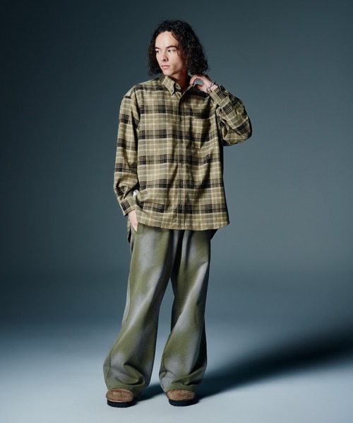 glamb(グラム)の「Extra Big Check Shirt / エクストラビッグチェックシャツ(シャツ/ブラウス・メンズ・カーキ/ブラウン・S/M/L)」の4枚目の写真