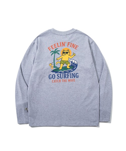 HOOK(フック)の「HOOK -original- FEELIN’ FINE サーフキャットバックプリント ロンT(Tシャツ/カットソー・メンズ・ベージュ/グレー・L/M/XL)」の4枚目の写真