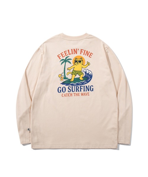 HOOK(フック)の「HOOK -original- FEELIN’ FINE サーフキャットバックプリント ロンT(Tシャツ/カットソー・メンズ・ベージュ/グレー・L/M/XL)」の6枚目の写真