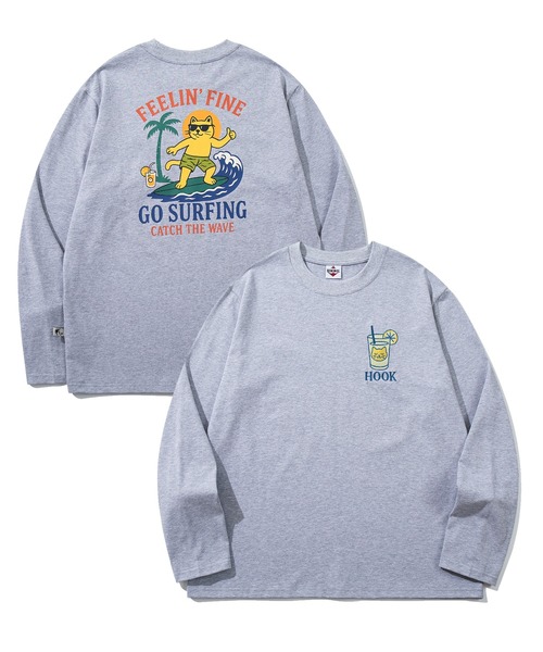 HOOK(フック)の「HOOK -original- FEELIN’ FINE サーフキャットバックプリント ロンT(Tシャツ/カットソー・メンズ・ベージュ/グレー・L/M/XL)」の19枚目の写真