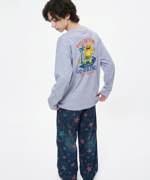 HOOK(フック)の「HOOK -original- FEELIN’ FINE サーフキャットバックプリント ロンT(Tシャツ/カットソー・メンズ・ベージュ/グレー・L/M/XL)」の21枚目の写真