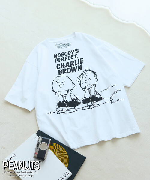 Johnbull（ジョンブル）の「JOHNBULL/ジョンブル PEANUTS BUDDY フロント プリント 半袖 Tシャツ / JT261C02（Tシャツ/カットソー・レディース・ホワイト/チャコールグレー・SMALL）」の5枚目の写真
