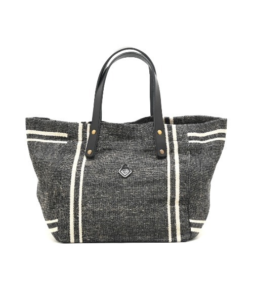 CLEDRAN（クレドラン）の「【 国産本革を使用 】CL3914 HAND＆WORK COTTON JUTE STRIPE TOTE S（トートバッグ・レディース・ベージュ/ブルーグレー/ブルー/グレー/ブラック・FREE）」の2枚目の写真