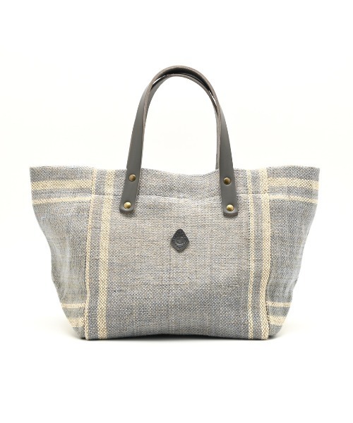 CLEDRAN（クレドラン）の「【 国産本革を使用 】CL3914 HAND＆WORK COTTON JUTE STRIPE TOTE S（トートバッグ・レディース・ベージュ/ブルーグレー/ブルー/グレー/ブラック・FREE）」の6枚目の写真