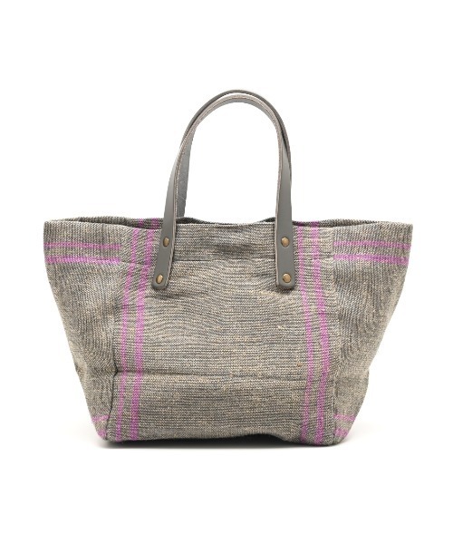 CLEDRAN（クレドラン）の「【 国産本革を使用 】CL3914 HAND＆WORK COTTON JUTE STRIPE TOTE S（トートバッグ・レディース・ベージュ/ブルーグレー/ブルー/グレー/ブラック・FREE）」の7枚目の写真