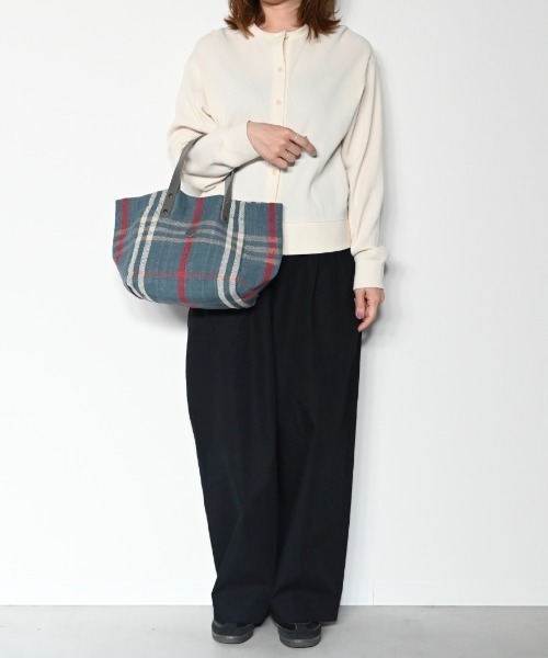 CLEDRAN（クレドラン）の「【 国産本革を使用 】CL3914 HAND＆WORK COTTON JUTE STRIPE TOTE S（トートバッグ・レディース・ベージュ/ブルーグレー/ブルー/グレー/ブラック・FREE）」の13枚目の写真