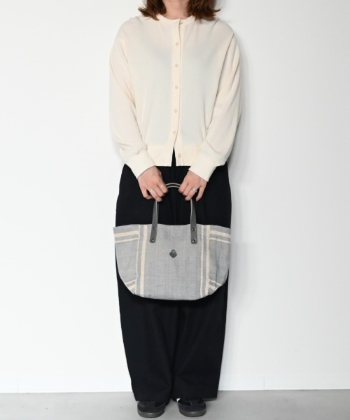 CLEDRAN（クレドラン）の「【 国産本革を使用 】CL3914 HAND＆WORK COTTON JUTE STRIPE TOTE S（トートバッグ・レディース・ベージュ/ブルーグレー/ブルー/グレー/ブラック・FREE）」の14枚目の写真