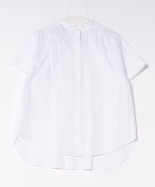 LA MARINE FRANCAISE(マリン フランセーズ)の「バンドカラーショートスリーブブラウス(シャツ/ブラウス・レディース・ブルー/ホワイト・FREE)」の1枚目の写真