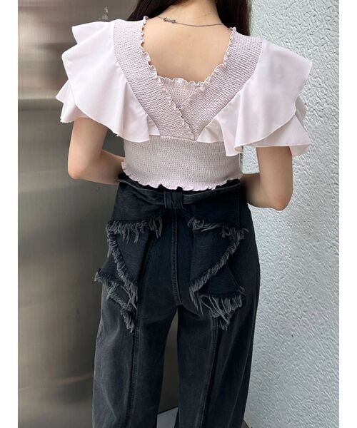 EMODA(エモダ)の「【SNSで話題!/WEB限定カラーあり】バックリボンルーズジーンズ(デニムパンツ・レディース・ライトブルー/インディゴブルー/ブラック・X-SMALL/MEDIUM/SMALL)」の15枚目の写真