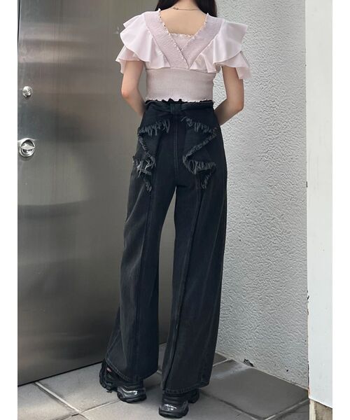 EMODA(エモダ)の「【SNSで話題!/WEB限定カラーあり】バックリボンルーズジーンズ(デニムパンツ・レディース・ライトブルー/インディゴブルー/ブラック・X-SMALL/MEDIUM/SMALL)」の14枚目の写真