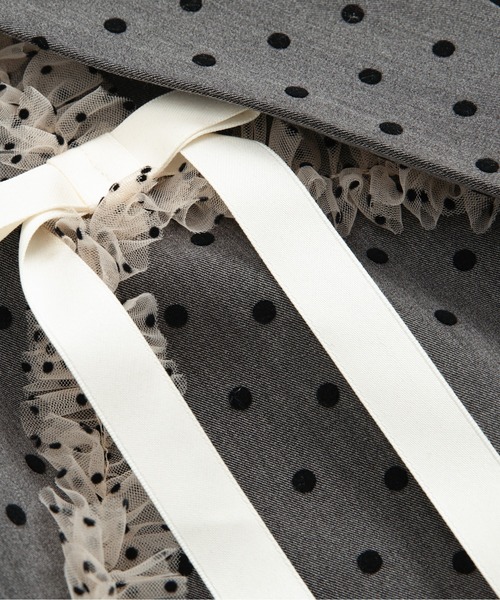 LA POMME petit(ラポミ・プチ)の「Dots Shirring Mesh Deco Short Jacket(テーラードジャケット・レディース・グレー/アイボリー・FREE)」の6枚目の写真