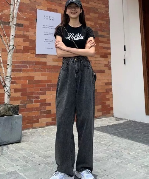MELT(メルト)の「ウエストホックハイウエストストレートデニム/ウエスト調節可能(デニムパンツ・レディース・ブルー/ホワイト/ブラック/グレー・S/M/L)」の21枚目の写真