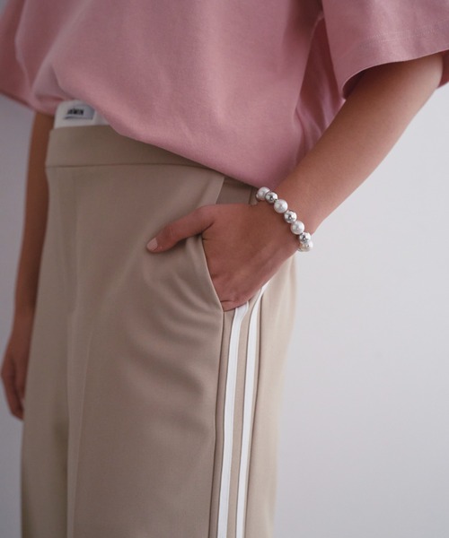 SOEMIN(ソミン)の「Sideline slacks/ダブルウエストサイドラインスラックス(スラックス・レディース・ベージュ/グレー・FREE)」の10枚目の写真