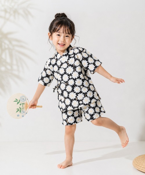 box408(ボックスヨンマルハチ)の「甚平 キッズ 女の子 上下セット 日本製生地 綿100% 子供(浴衣・キッズ・L/F/C/A/K/E/B/H/G/J/I/D・120cm/110cm/100cm/130cm)」の2枚目の写真