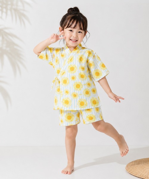 box408(ボックスヨンマルハチ)の「甚平 キッズ 女の子 上下セット 日本製生地 綿100% 子供(浴衣・キッズ・L/F/C/A/K/E/B/H/G/J/I/D・120cm/110cm/100cm/130cm)」の3枚目の写真