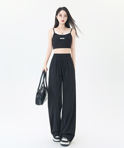 HANDO(ハンド)の「リラックスワイドパンツ(スラックス・レディース・ブラック/ベージュ/ネイビー/チャコール・L/M/S)」の17枚目の写真