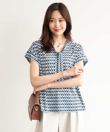 MK MICHEL KLEIN | [洗える]タイデザイン幾何柄ジャージーカットソー(Tシャツ/カットソー)