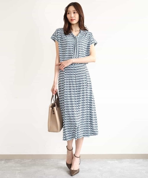 MK MICHEL KLEIN（エムケーミッシェルクラン）の「[洗える]タイデザイン幾何柄ジャージーカットソー（Tシャツ/カットソー・レディース・ブルーグリーン/ネイビー・38）」の12枚目の写真