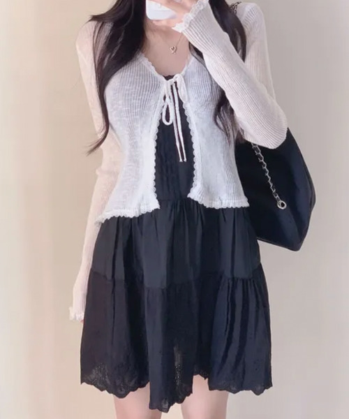 VIVID LADY(ビビッドレディー)の「レースティアード キャミソールミニワンピース(ワンピース・レディース・ホワイト/ブラック・FREE)」の13枚目の写真