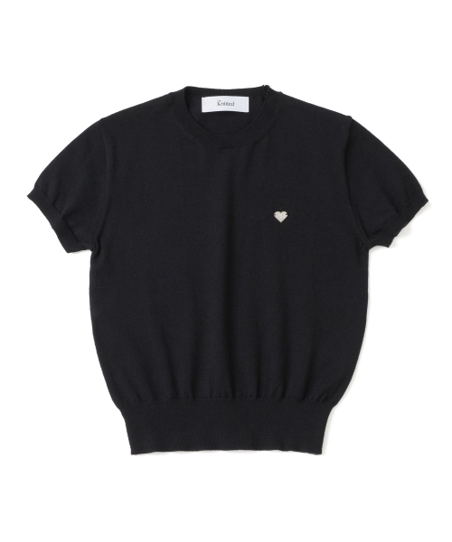 KNITTED(ニッティド)の「(W) ベーシックエッセンシャルウォッシャブルラウンド半袖ニット ブラック(ニット/セーター・レディース・その他・FREE)」の1枚目の写真