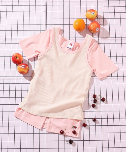 FRUIT OF THE LOOM(フルーツオブザルーム)の「【FRUIT OF THE LOOM / BAYFLOW】2PレイヤードT(WOMEN)(Tシャツ/カットソー・レディース・ブルー/ピンク/レッド・FREE)」の3枚目の写真