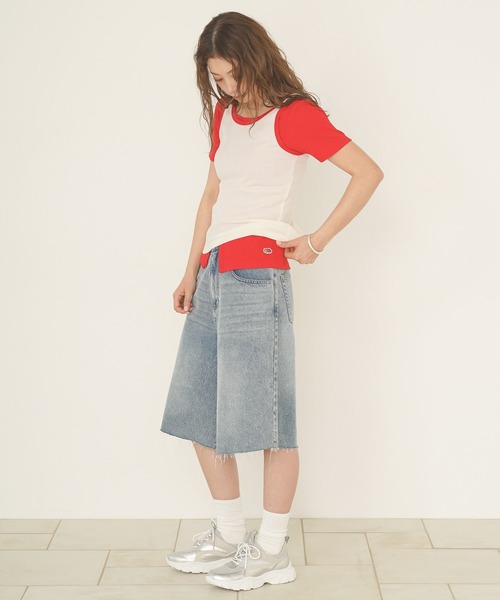 FRUIT OF THE LOOM(フルーツオブザルーム)の「【FRUIT OF THE LOOM / BAYFLOW】2PレイヤードT(WOMEN)(Tシャツ/カットソー・レディース・ブルー/ピンク/レッド・FREE)」の6枚目の写真