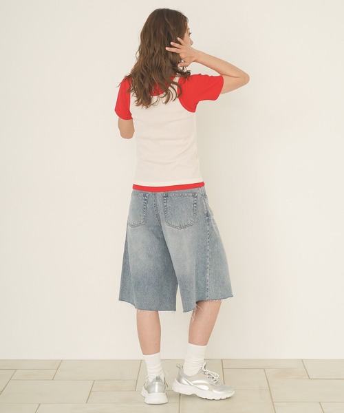 FRUIT OF THE LOOM(フルーツオブザルーム)の「【FRUIT OF THE LOOM / BAYFLOW】2PレイヤードT(WOMEN)(Tシャツ/カットソー・レディース・ブルー/ピンク/レッド・FREE)」の7枚目の写真