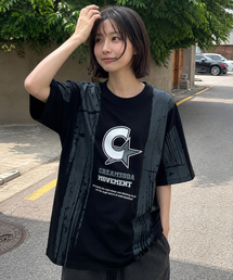 ペインテッドCムーブメント半袖Tシャツブラック