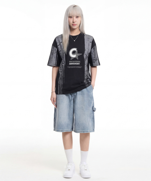 CREAM SODA LAB(クリームソーダラボ)の「ペインテッドCムーブメント半袖Tシャツブラック(Tシャツ/カットソー・メンズ・その他・LARGE/XX-LARGE/X-LARGE)」の2枚目の写真