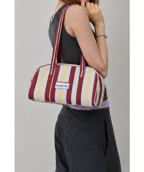 marjour(マージュール)の「STRIPE BOSTON BAG(ボストンバッグ・レディース・グリーン/レッド・FREE)」の7枚目の写真