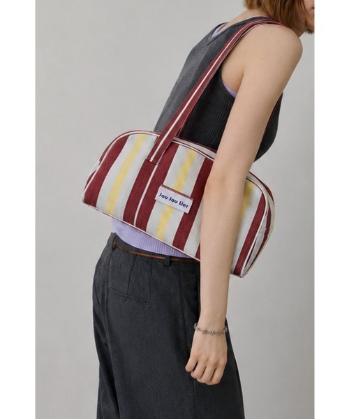 marjour(マージュール)の「STRIPE BOSTON BAG(ボストンバッグ・レディース・グリーン/レッド・FREE)」の8枚目の写真