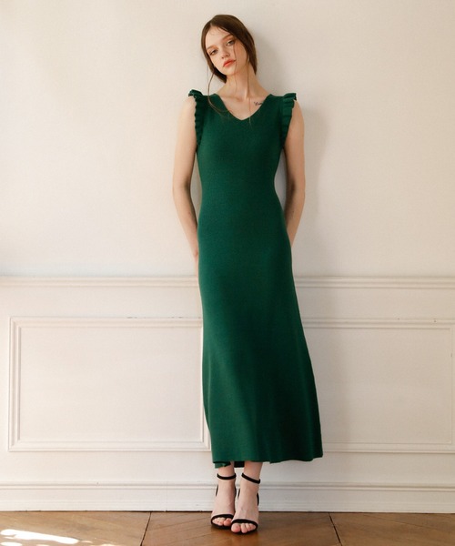MIELI INVARIANT（ミエリインヴァリアント）の「Shell Frill Marin Dress（ワンピース・レディース・ブラック/レッド/グリーン/ブラックミックス・FREE）」の3枚目の写真