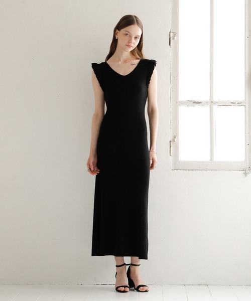 MIELI INVARIANT（ミエリインヴァリアント）の「Shell Frill Marin Dress（ワンピース・レディース・ブラック/レッド/グリーン/ブラックミックス・FREE）」の2枚目の写真