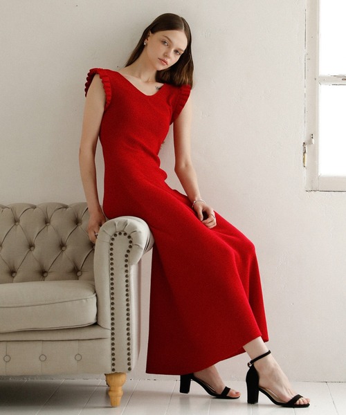 MIELI INVARIANT（ミエリインヴァリアント）の「Shell Frill Marin Dress（ワンピース・レディース・ブラック/レッド/グリーン/ブラックミックス・FREE）」の14枚目の写真