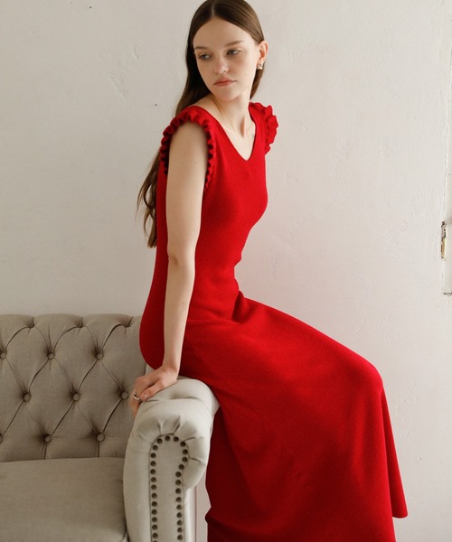 MIELI INVARIANT（ミエリインヴァリアント）の「Shell Frill Marin Dress（ワンピース・レディース・ブラック/レッド/グリーン/ブラックミックス・FREE）」の15枚目の写真