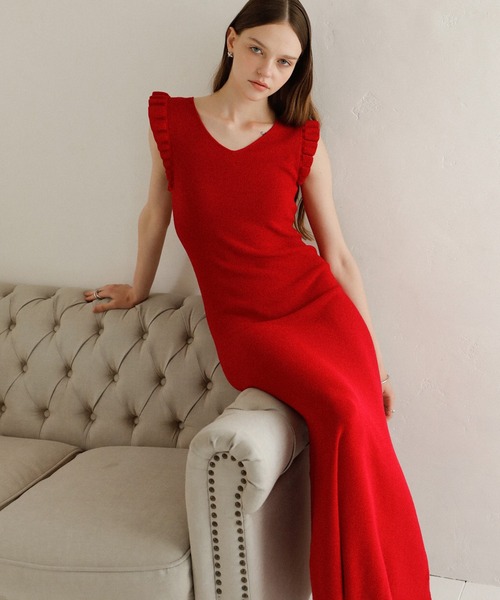 MIELI INVARIANT（ミエリインヴァリアント）の「Shell Frill Marin Dress（ワンピース・レディース・ブラック/レッド/グリーン/ブラックミックス・FREE）」の11枚目の写真