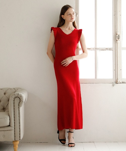MIELI INVARIANT（ミエリインヴァリアント）の「Shell Frill Marin Dress（ワンピース・レディース・ブラック/レッド/グリーン/ブラックミックス・FREE）」の12枚目の写真