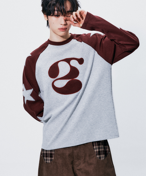 SOMEPLACE MAN(サムプレイス・マン)の「スターボードグラフィックアップリケ刺繍配色ナグランロングスリーブTシャツ_3COLOR(Tシャツ/カットソー・メンズ・ブラック/ブラウン/グレー・FREE)」の13枚目の写真
