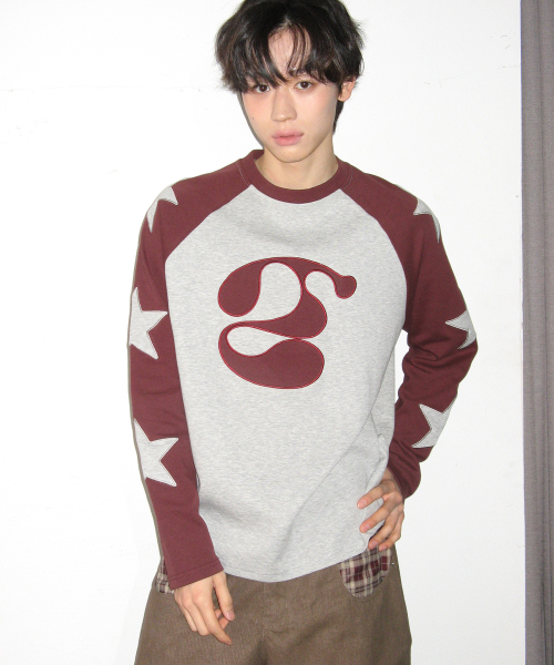 SOMEPLACE MAN(サムプレイス・マン)の「スターボードグラフィックアップリケ刺繍配色ナグランロングスリーブTシャツ_3COLOR(Tシャツ/カットソー・メンズ・ブラック/ブラウン/グレー・FREE)」の7枚目の写真