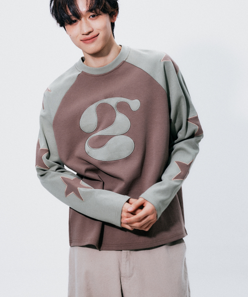 SOMEPLACE MAN(サムプレイス・マン)の「スターボードグラフィックアップリケ刺繍配色ナグランロングスリーブTシャツ_3COLOR(Tシャツ/カットソー・メンズ・ブラック/ブラウン/グレー・FREE)」の8枚目の写真