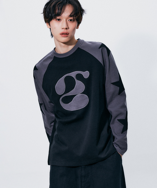 SOMEPLACE MAN(サムプレイス・マン)の「スターボードグラフィックアップリケ刺繍配色ナグランロングスリーブTシャツ_3COLOR(Tシャツ/カットソー・メンズ・ブラック/ブラウン/グレー・FREE)」の11枚目の写真