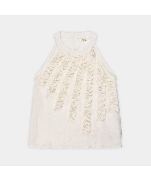 PIGMENT(ピグメント)の「ホルターフリルタンクトップ (KYVT2603072)(Tシャツ/カットソー・レディース・オートミール/ブラック・FREE)」の1枚目の写真