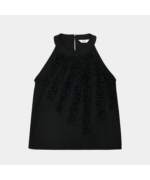 PIGMENT(ピグメント)の「ホルターフリルタンクトップ (KYVT2603072)(Tシャツ/カットソー・レディース・オートミール/ブラック・FREE)」の2枚目の写真