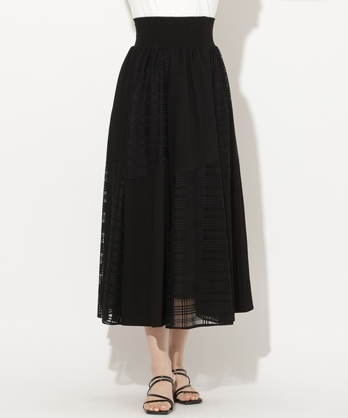 AND COUTURE（アンドクチュール）の「無地×チェックバイアス切替スカート（スカート・レディース・ネイビー/ブラック/オフホワイト・FREE）」の18枚目の写真
