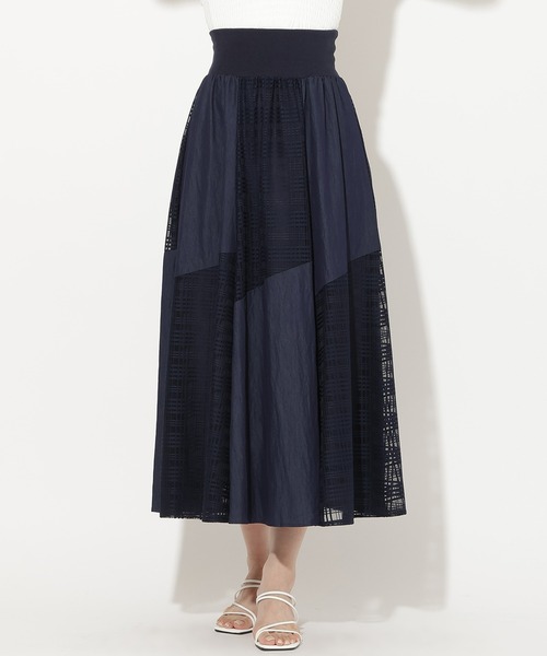 AND COUTURE（アンドクチュール）の「無地×チェックバイアス切替スカート（スカート・レディース・ネイビー/ブラック/オフホワイト・FREE）」の13枚目の写真