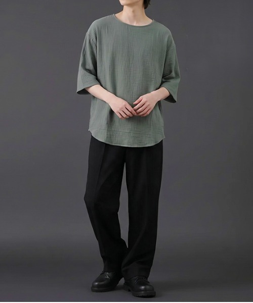 revertical(リバーティカル)の「リネンタッチ 半端袖 ビッグシルエット リラックスカットソー(Tシャツ/カットソー・メンズ・ベージュ・LARGE/MEDIUM)」の4枚目の写真