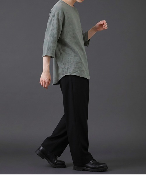 revertical(リバーティカル)の「リネンタッチ 半端袖 ビッグシルエット リラックスカットソー(Tシャツ/カットソー・メンズ・ベージュ・LARGE/MEDIUM)」の3枚目の写真